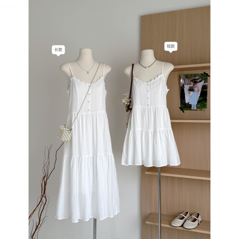 Zeng Xiaoxian Korean-Style First Love Dress White V-Neck Strap Dress for Women Summer New Beach Strap Dress Short Dress Zeng Xiaoxian Korean-Style First Love Dress White V-Neck Strap Dress for Women Summer New Beach Strap Dress Short Dress
