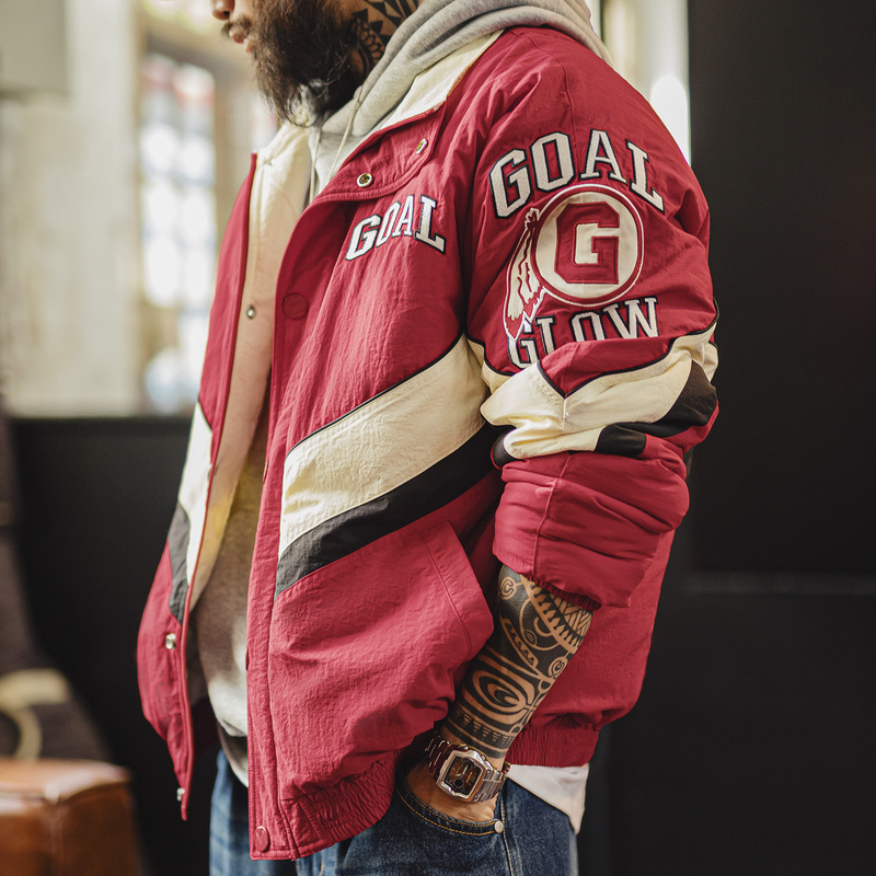 Madden Workwear American Retro Patchwork Color-Blocking Racing Jacket Red Turn-Down Collar Thickened Warm Cotton Coat for Men Winter Madden Workwear American Retro Patchwork Color-Blocking Racing Jacket Red Turn-Down Collar Thickened Warm Cotton Coat for Men Winter
