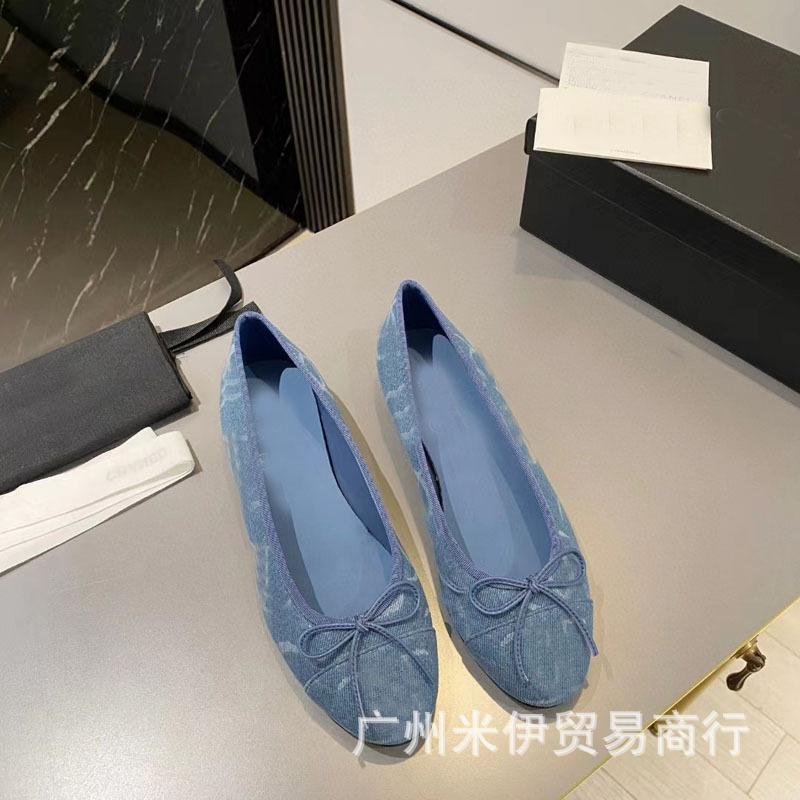 Women's Shoes Shoes with Round Toe Color-block Soft Suede Ballet Flat Shoes with Bow