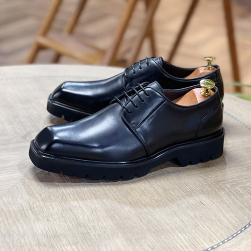 2024 New Men's Leather Shoes, Top-Grain Calfskin, Business Formal Derby Shoes, British Style, Three-Part Men's Leather Shoes