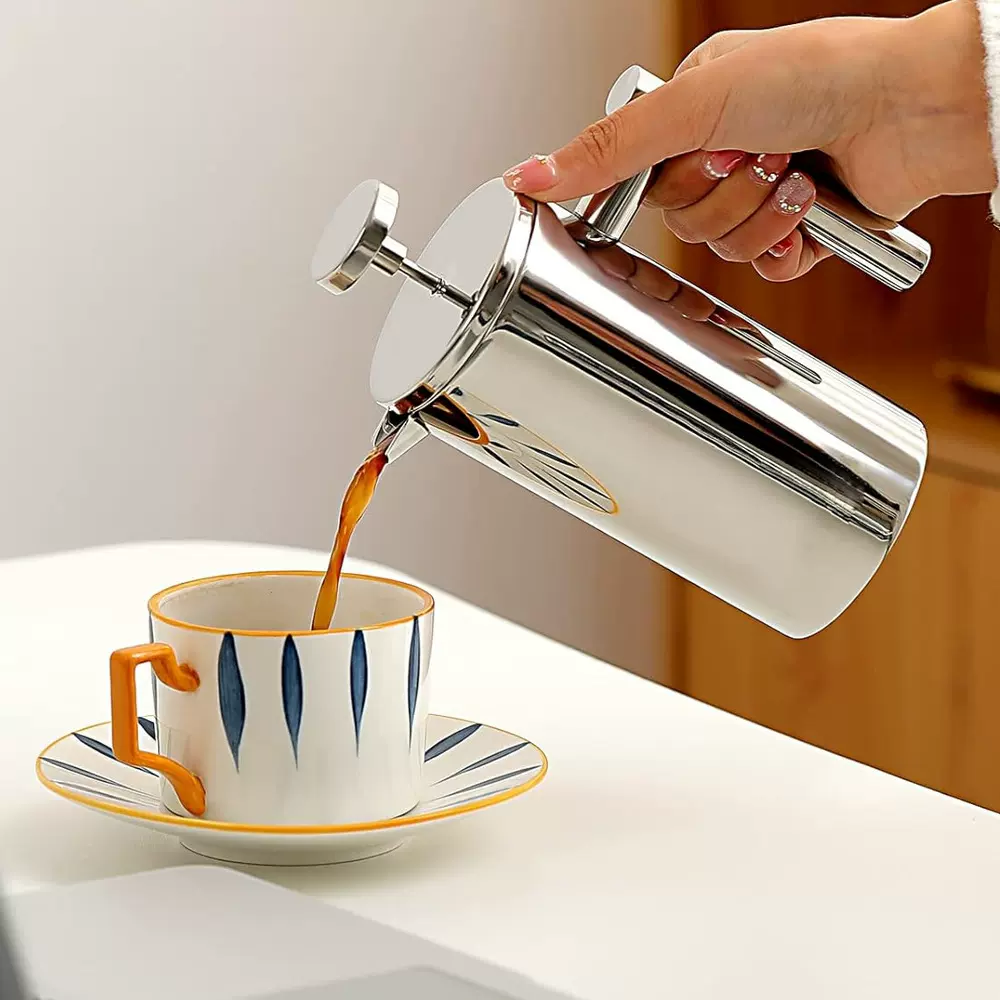 304不锈钢法压壶 咖啡壶欧式过滤手冲咖啡器具双层冲茶滤网泡茶壶