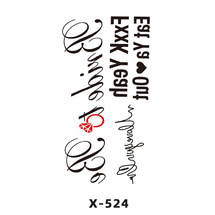 Arco de flor pequeña pegatinas de tatuaje fresco 3D dibujos animados transfronterizo Henna rosa impermeable texto en inglés pegatinas de tatuaje