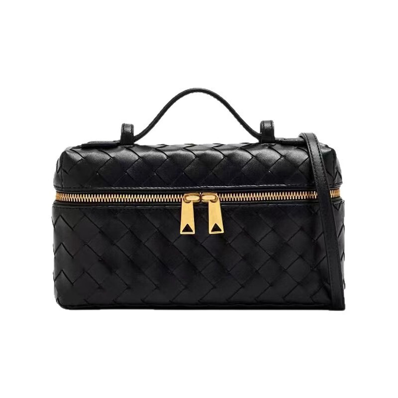 [Cross-Border Exclusive] Bv Cross-Border Woven Sheepskin Box Bag with a High-End Feel, Hand-Held, Shoulder, and Crossbody Small Square Bag for Women