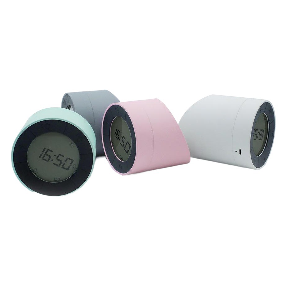 Reloj despertador LED HBK, luz nocturna reversible, recargable, estilo nórdico, control de brillo