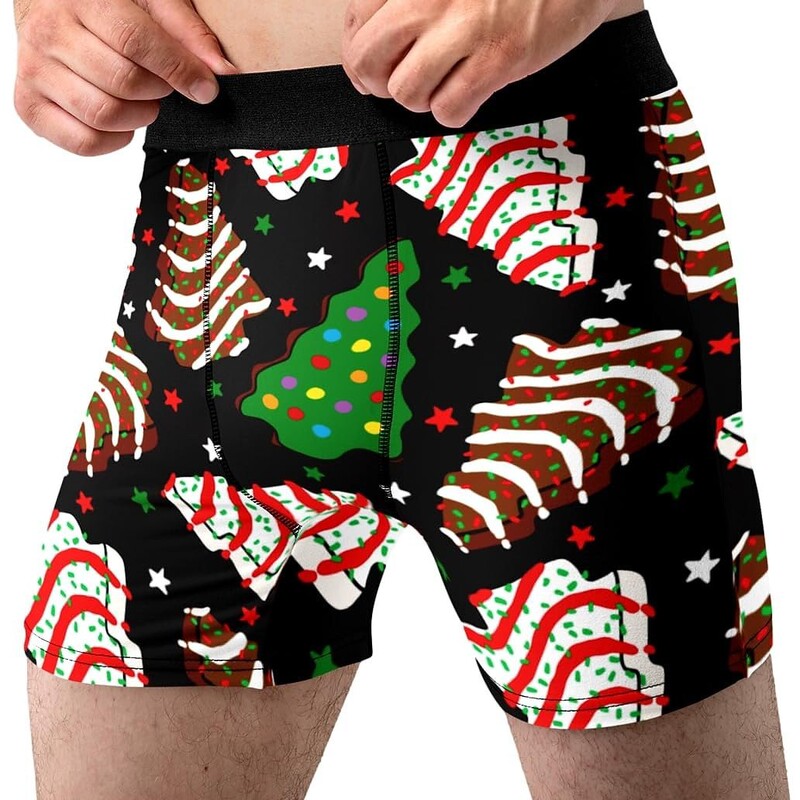 2026 Cross-Border Funny and Interesting Christmas Printed Pattern Men's Boxer Briefs Sexy Plaid Breathable Stretch Underpants