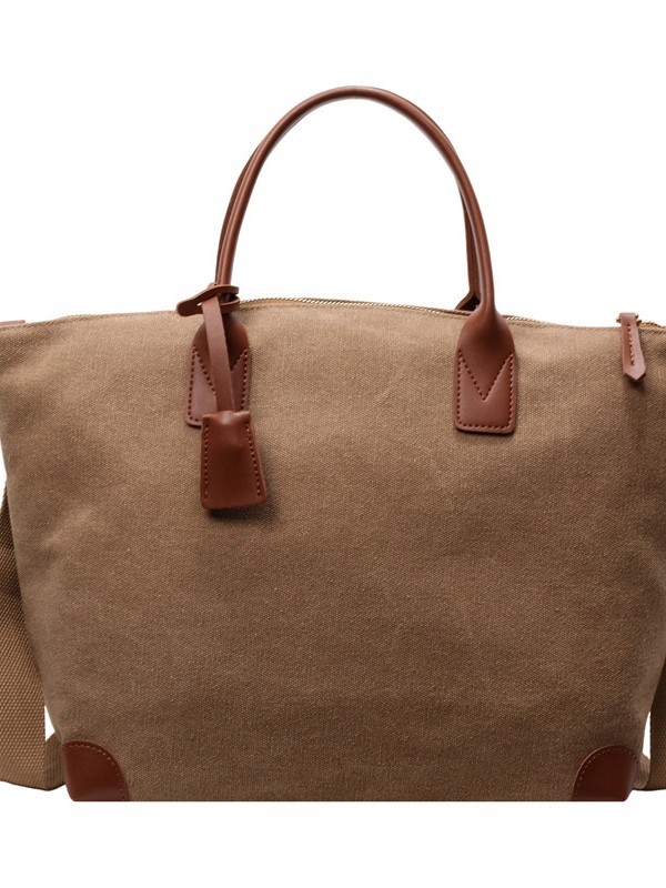 Bolso Tote a juego de color de lona nuevo transfronterizo para mujer 2025 bolso de mensajero de viaje de ocio de gran capacidad retro
