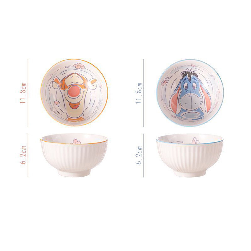Tazón de arroz con patrón de agua de Oso Pooh de Disney Juego de caja de regalo de vajilla para el hogar de arroz de sopa infantil de alto valor bajo vidriado