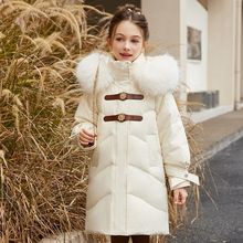 儿童羽绒服女童中长款韩版洋气中大童加厚羽绒童装外套一件代发