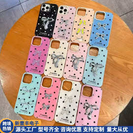 电镀滴胶波点蝴蝶结iPhone14/16适用12苹果15PROMAX手机壳防摔套X
