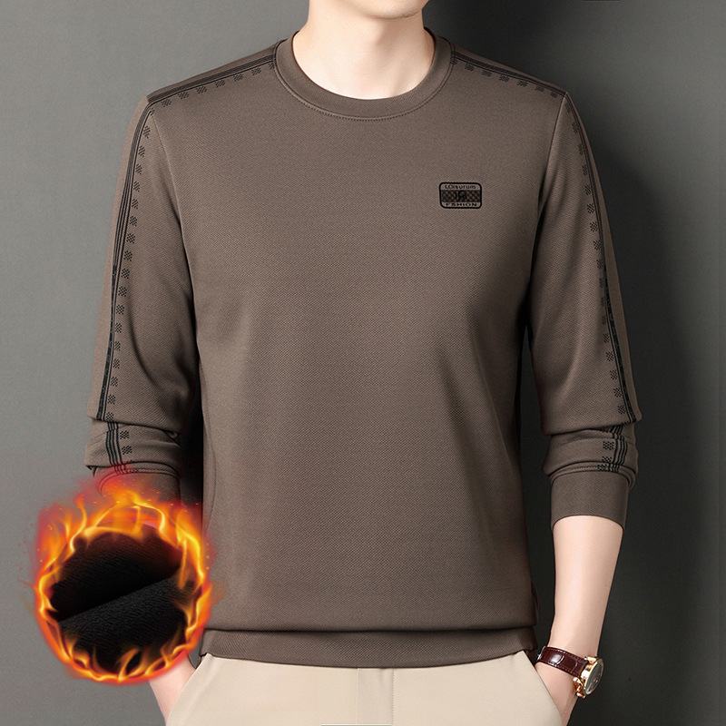 Nuova maglietta da uomo a maniche lunghe morbida e spessa con base girocollo, top trendy e versatile_voghion.com
