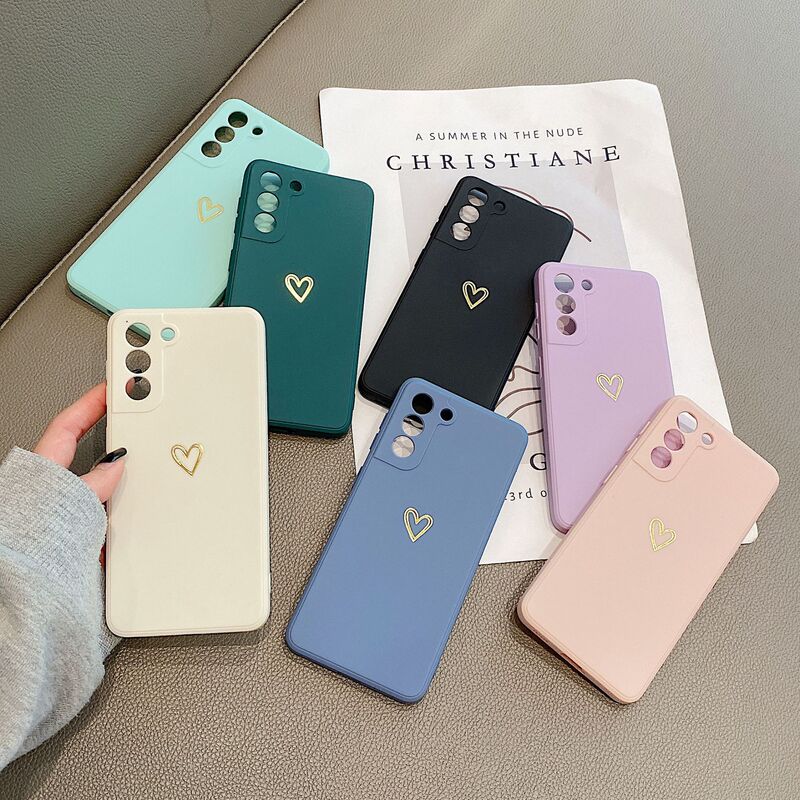 Straight Edge Frosted Cut Out Heart Suitable for Samsung S25/S24Fe Mobile Phone Case Samsung A16/A56 Silicone Soft Case