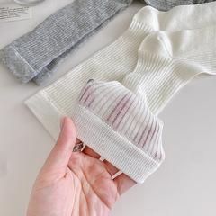 夏季襪子女休閒豎條MIUMIU風灰色襪子超薄純色女中長筒小腿堆堆襪