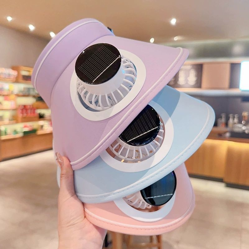 新しい夏の日焼け止めソーラーファン帽子大人の充電式サンハット空のトップ屋外 UV サンハット|undefined