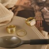 Set, golden universal ring, 3 piece set, french style