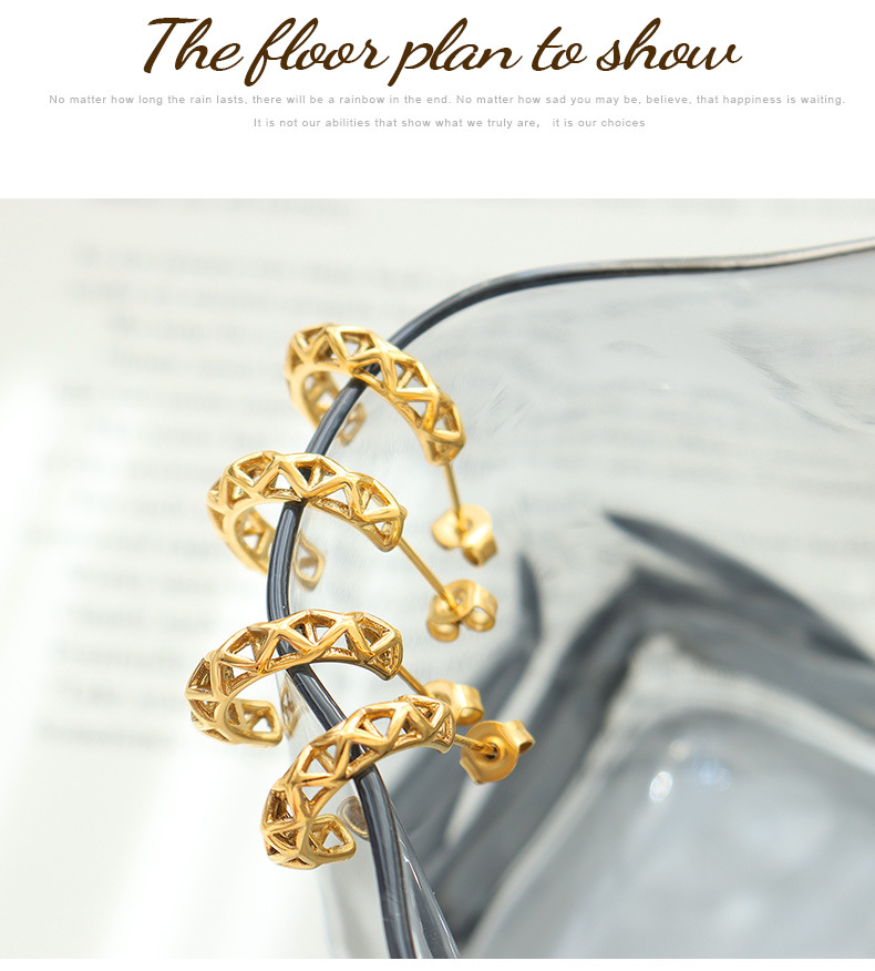 Simple Style C Shape Titanium Steel Ear Studs Plating Stainless Steel Earrings