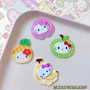 Double-Layer Fruit Cartoon Cat Acrylic Accessories DIY Handmade Materials Headdress Cream Glue Mobile Phone Case Decoration Shoe Flower