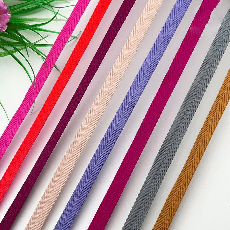 1cm de poliéster colorido herringbone cuello trasero cinturón de borde zapatos tacones cinturón de tela ropa infantil camiseta cuello de banda lateral