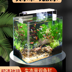 鱼缸客厅新款免换水自循环带氧气造景全套热弯玻璃缸生态草缸