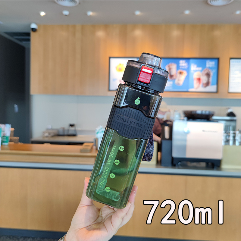 Verano nuevo colorido cuadrado de paja taza de agua de plástico portátil cuerdas rebote cubierta botella de agua deportiva al aire libre