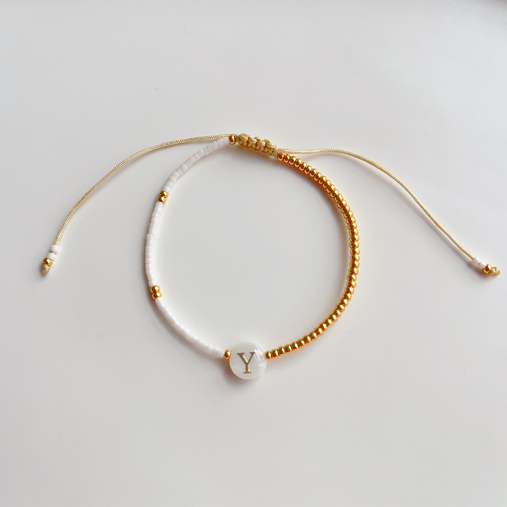 Kkbead nicho estilo francés Toho color retención cuentas de oro pequeña pulsera ajustable Shell carta muñeca joyería femenina