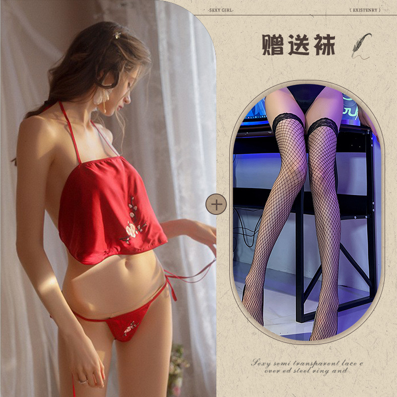 레드 + 블랙 망사 스타킹