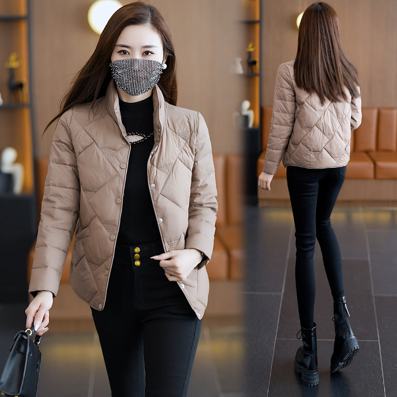 时尚小个子立领羽绒服女短款2025年冬季新款韩版百搭修身轻薄外套