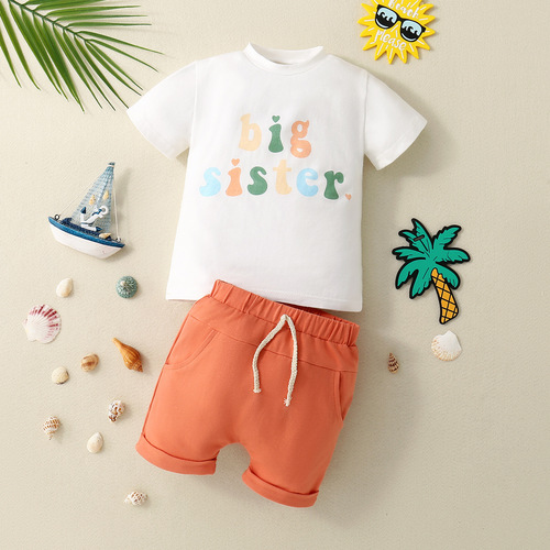 Baby and Toddler Unisex Big Sister/Brother Cotton T-Shirt and Shorts Set
