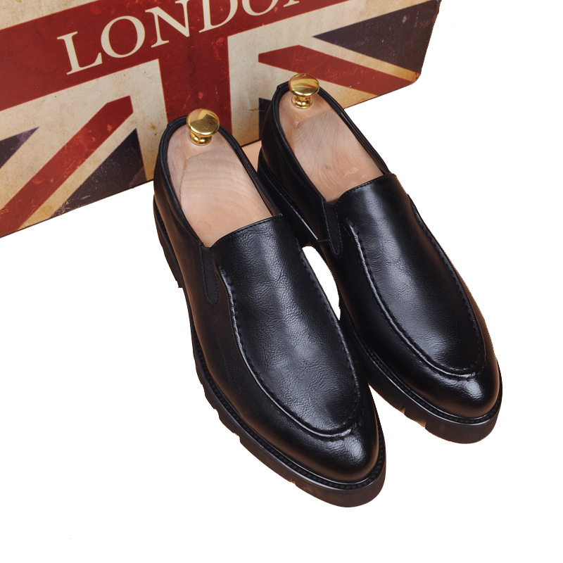 Men's Leather Formal Slip-on Shoes Retro Pointed Toe Wedding_voghion.com