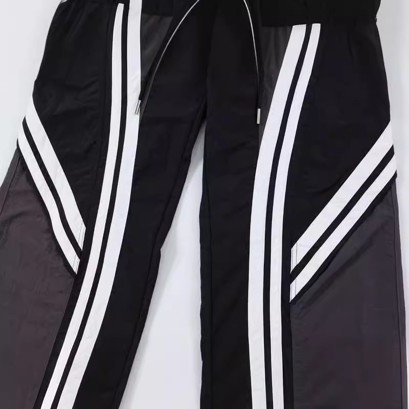 Men's Clothing Stitching Color Striped Casual Pants Men's and Women's Fashionable Brand Street Fashion Loose Design Sense Straight Pants_voghion.com