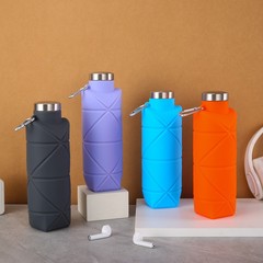 ポケットのシリカゲルのやかんのダイヤモンドの折り畳みのコップの700mlの屋外のスポーツの携帯の伸縮できるコップの越境する人気があります。