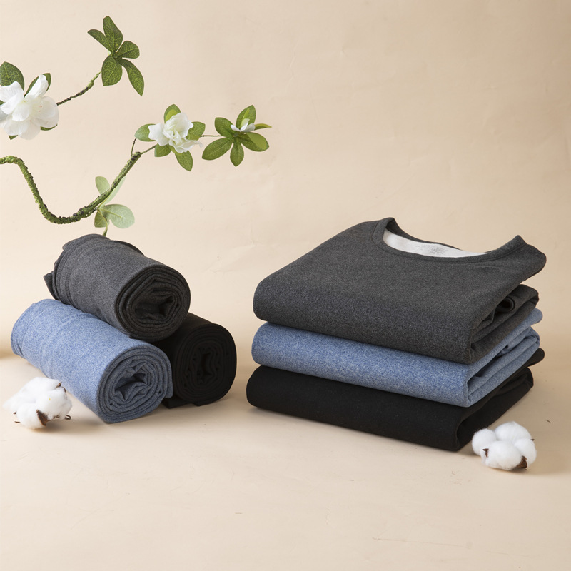 Wool Silk Thermal Underwear Men's and Women's Medium Thick fleece-lined German Hot Base Autumn Clothes and Pants Couple's suit Winter