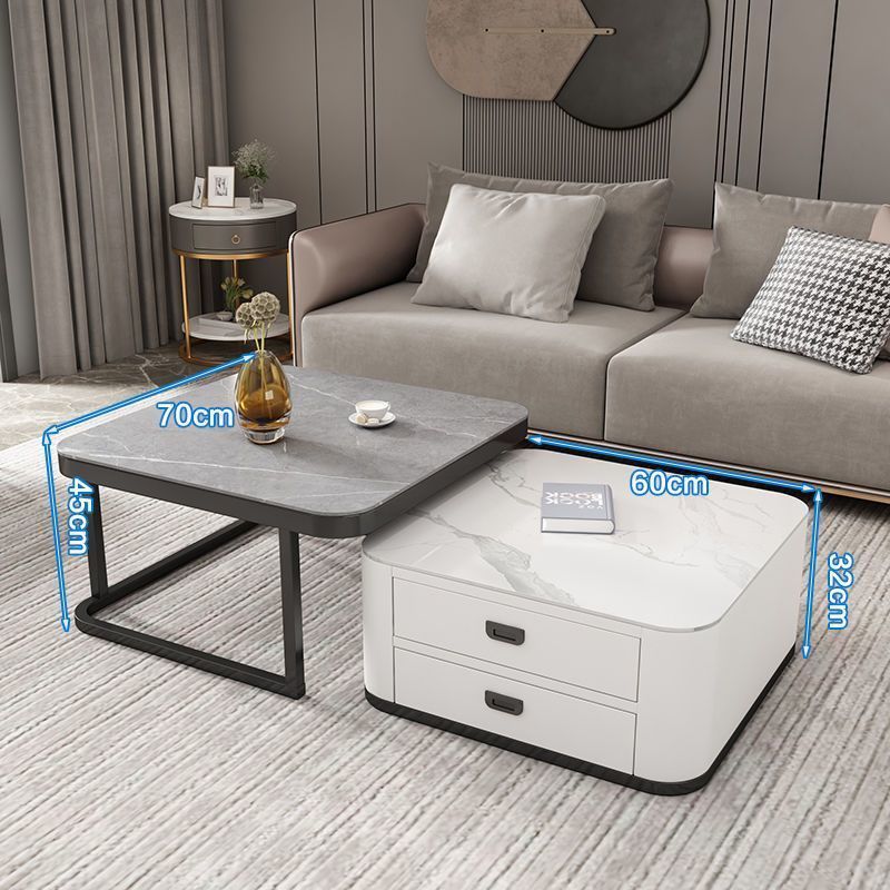 Mesa de té personalizada panel de roca TV combinación moderna y simple sala de estar casera vidrio cuadrado minimalista