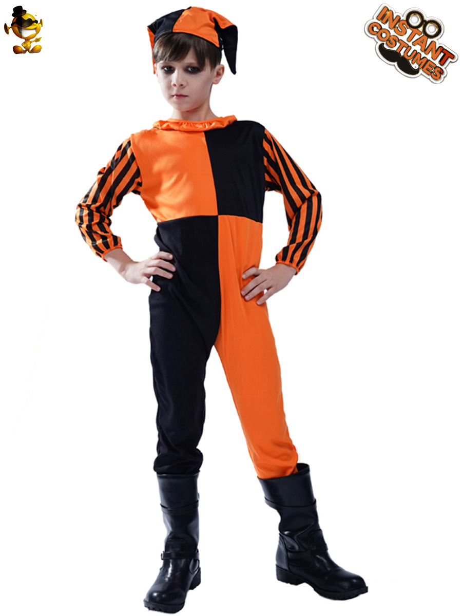 Niño de Halloween los niños europeos y americanos horror malvado payaso papel rendimiento traje Cosplay