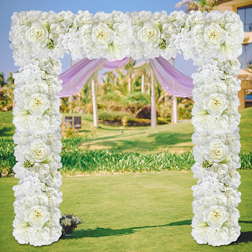 New wedding simulation floor flower arrangement silk flower decoration fake flower arrangement hotel flower wall road guide wedding arch floral art