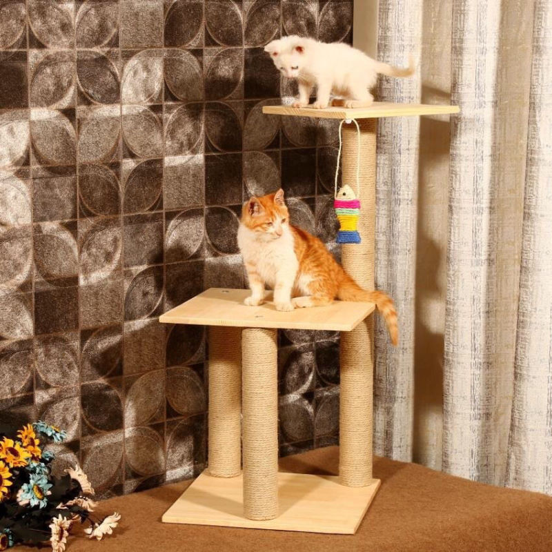 实木猫爬架剑麻松木猫咪窝猫抓板猫抓柱猫磨爪玩具猫跳台猫咪用品|undefined