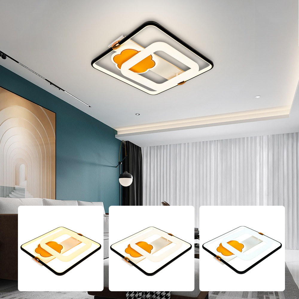 厂家直供LED简约现代灯2.4G智能APP控制调光调色方形吸顶灯卧室灯