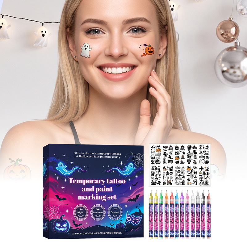 Temporary Tattoo and Face Painting Set # 5 Halloween party glow makeup supports repeated DIY, a cross-border bestseller Temporary Tattoo and Face Painting Set # 5 Halloween party glow makeup supports repeated DIY, a cross-border bestseller