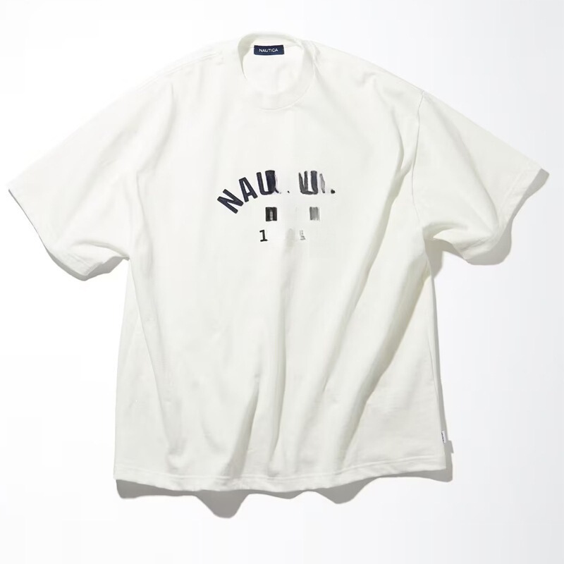 Nautica23Ss Short-Sleeved T-Shirt Couple's Round-Neck Embroidered Casual Half-Sleeved Men's Heavy Cotton Top Trendy Base Shirt