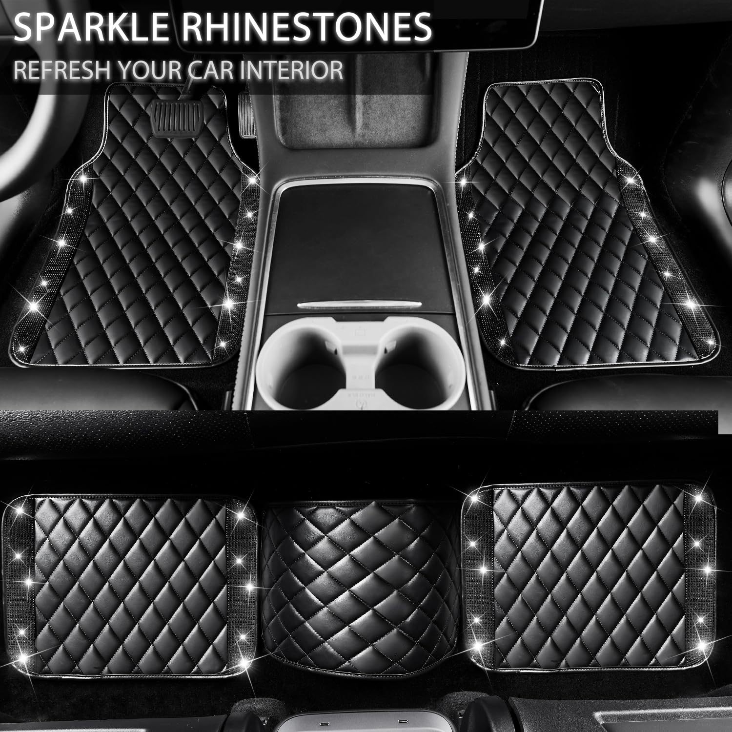 Cross-Border Foreign Trade Car-Mounted Diamond-Encrusted Anti-Slip Car Floor Mats, Universal Carpet Floor Mats, Easy to Clean, All-Season Floor Mats