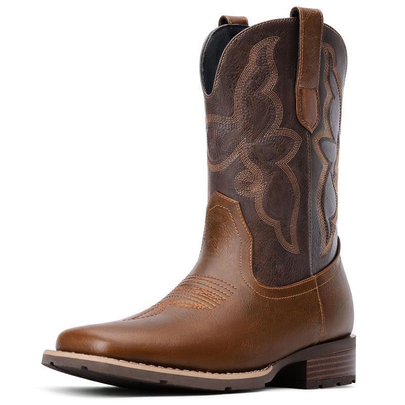 跨境Cowboy Boots for Men Classic Western Square Toe Pull On|undefined