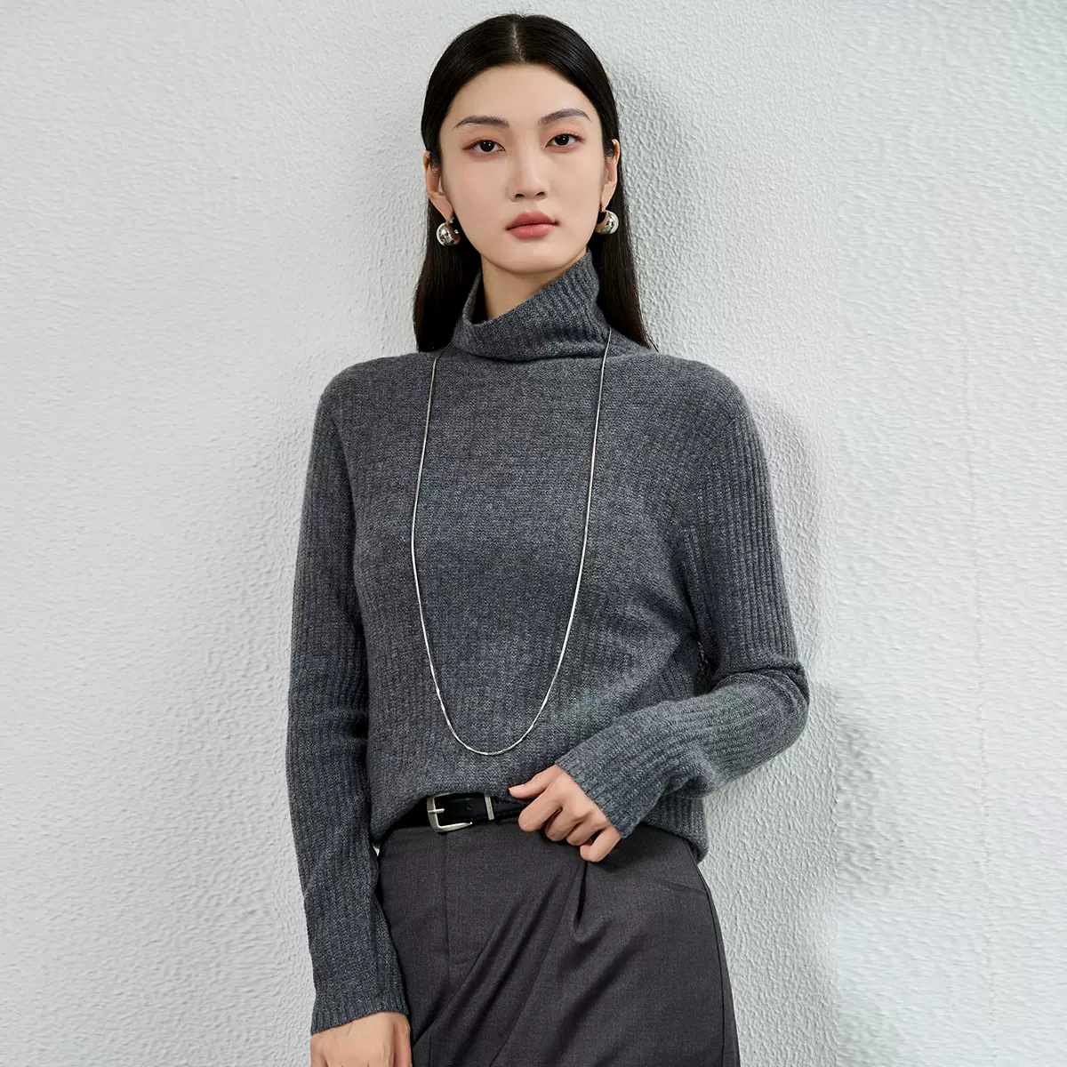 堆堆领100%纯羊绒衫女士2025秋冬季新款长袖毛衣套头舒适宽松上衣