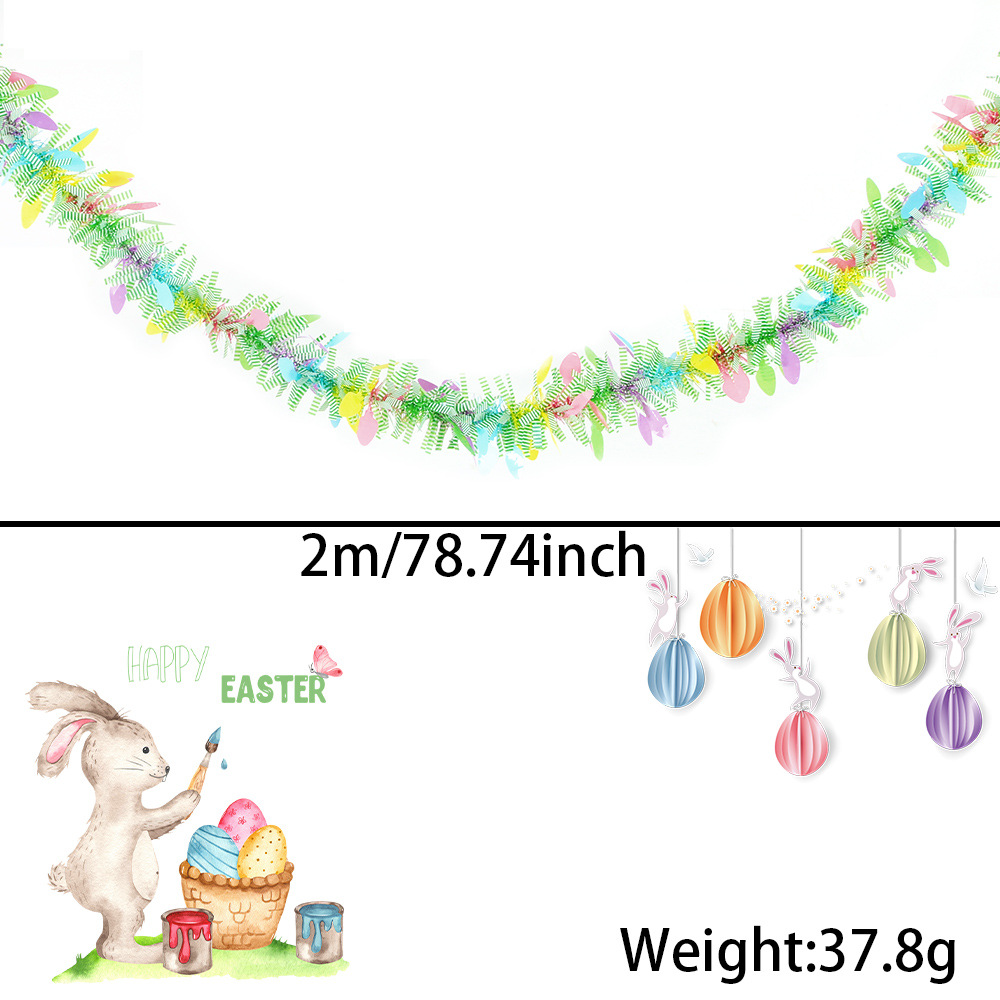 Suministros de fiesta de Pascua de 2m de color Rubea colgante de fiestas decorativas de huevos de flores de color