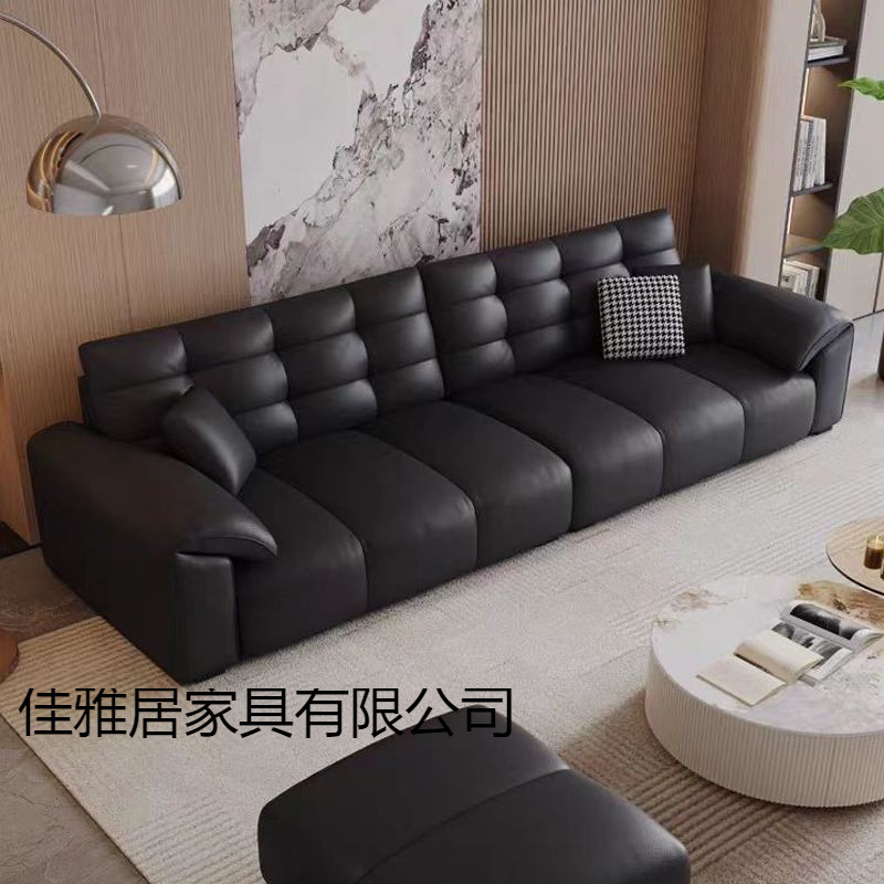 Big Black Bear Genuine Leather Living Room Sofa 2025 New Small Apartment Modern Casual Home Straight Row Light Luxury Toast Sofa