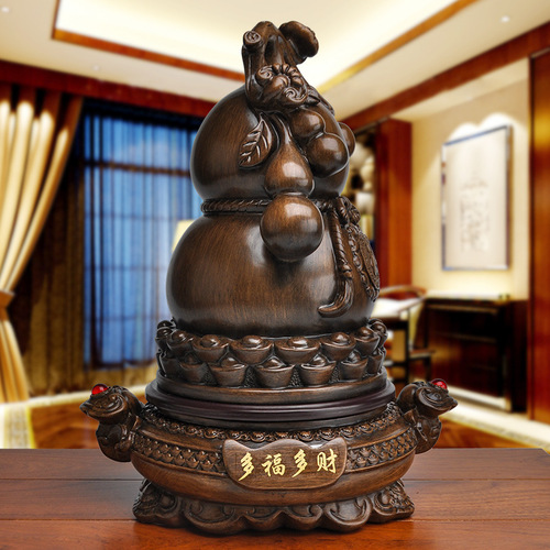 Home living room ornaments, resin crafts wholesale, rich fortune, fortune, gourd rotating ornaments, Chinese style ornaments