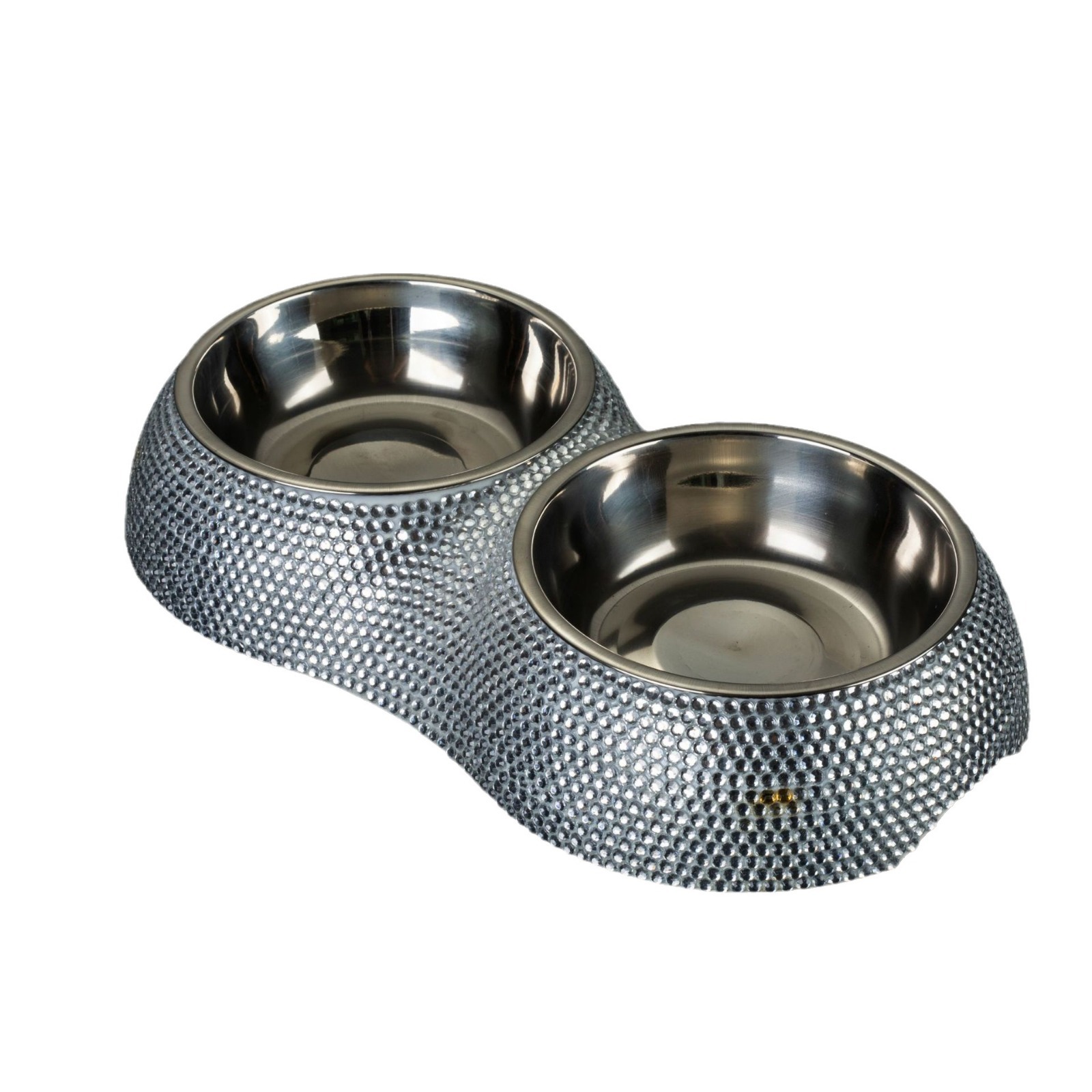 Diamante perro tazón rhinestone perro de acero inoxidable tazón doble perro tazón fábrica suministro al por mayor personalizable