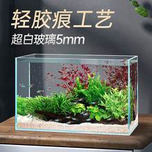 鱼缸客厅小型生态白金晶玻璃家用迷你桌面水草造景乌龟鱼缸跨境专