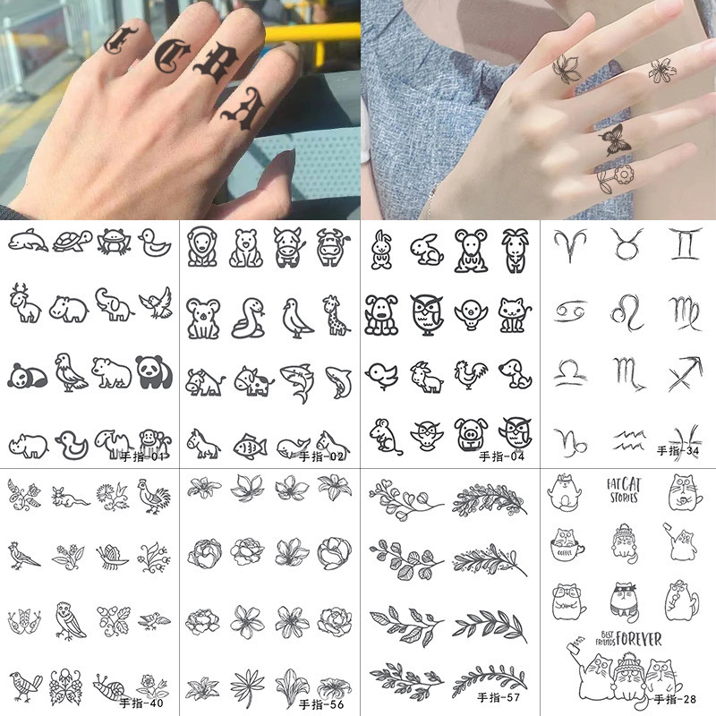 Herbal Juice Tattoo Sticker Small Pattern Semi-Permanent Men's Waterproof and Sweat-Proof Non-Reflective Finger Niche High-End Sticker