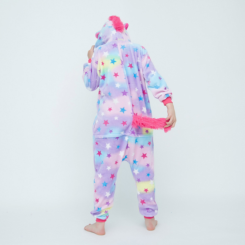 Otoño e Invierno niños y niñas de dibujos animados de animales de una sola pieza pijamas de franela Totoro Panda aseo ropa para el hogar lote mixto