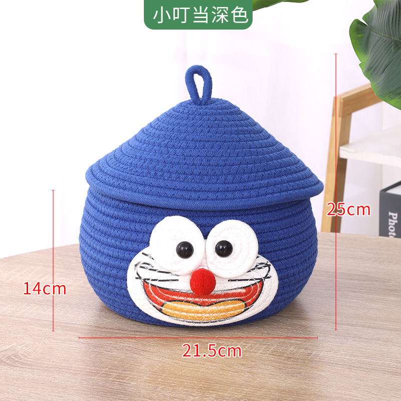 綿の紐を編んでかごのデスクトップのお茶を収納します。|undefined