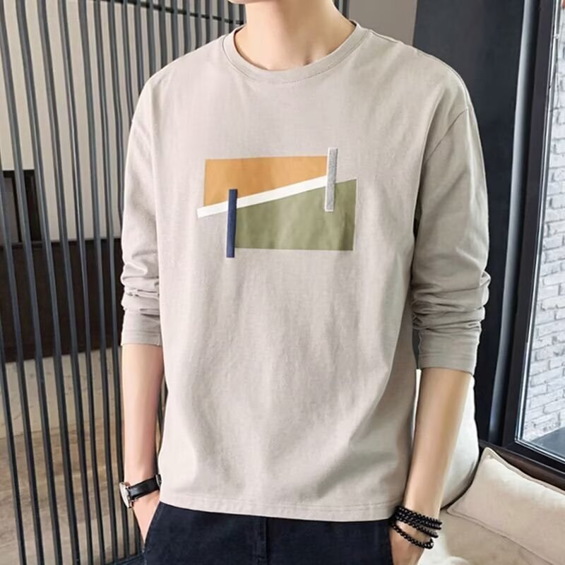 Long-sleeved T-shirt Men's Spring and Autumn Top Cotton Inner Base Shirt Sweater Fashionable Loose plus size Men's Clothes